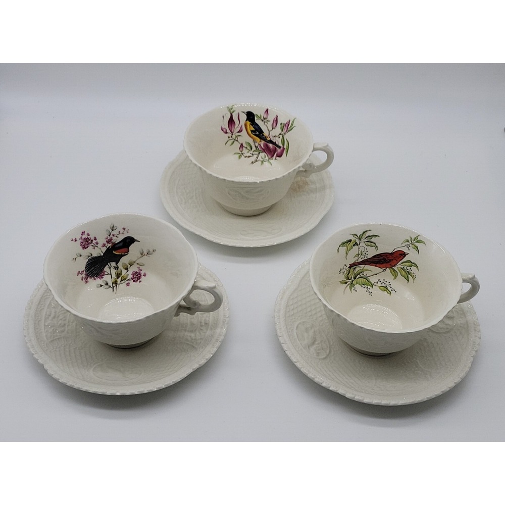 Royal Cauldon W/Birds by Pausch Cup & Saucer - Lot of 3